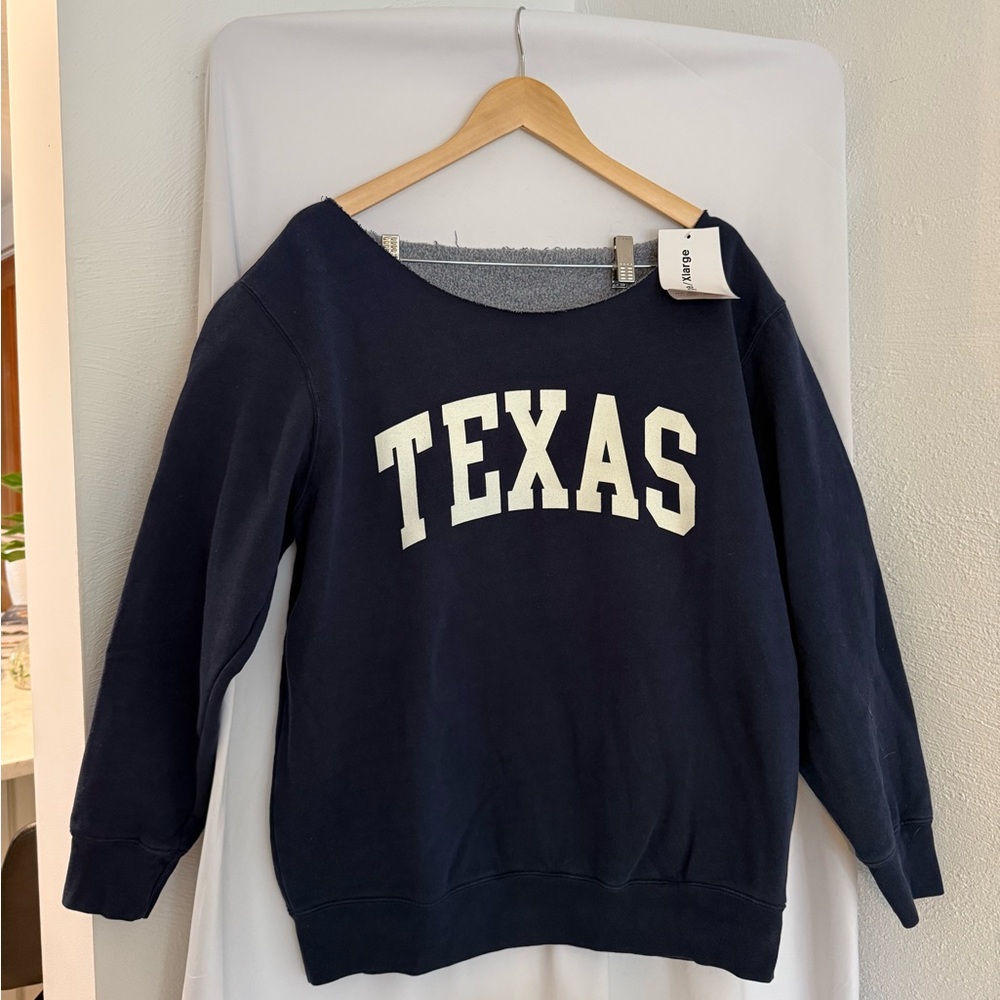 Brandy Melville Texas off the shoulder Crewneck. Size: L/XL Brand New!